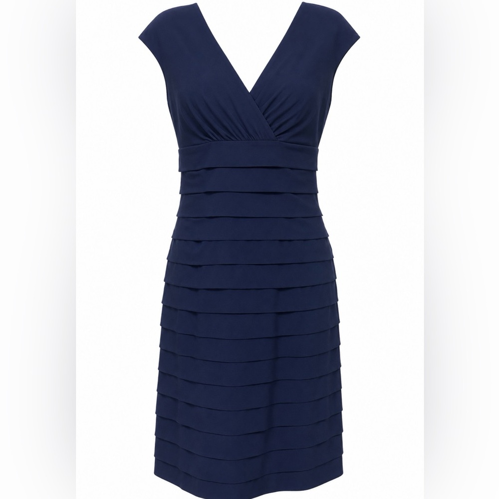 LRL Lauren Ralph Lauren Women's 8 Cocktail Dress Satin Tiered Pleat Event Party